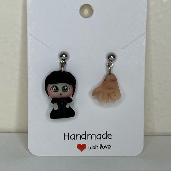 Wednesday Addams Clay Handmade Earrings - Picture 4 of 8